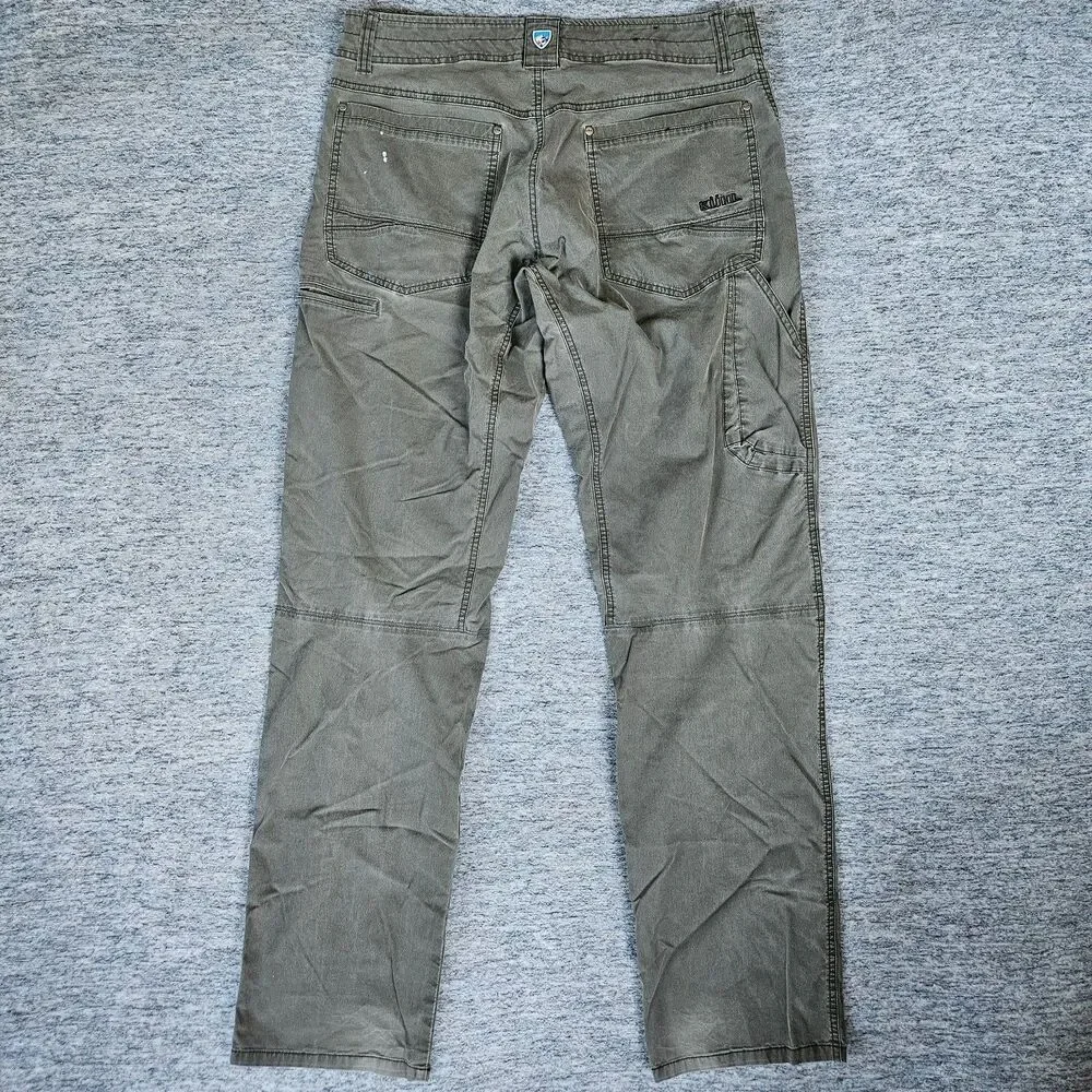 KUHL Revolver Pants Mens 38x34 Green Chino Regular Outdoor Canvas Distressed